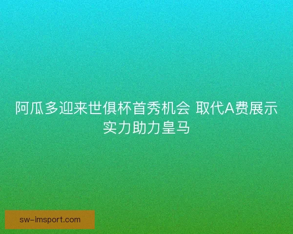 阿瓜多迎来世俱杯首秀机会 取代A费展示实力助力皇马